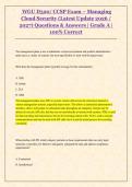 WGU D320&sol; CCSP Exam &ndash; Managing &NewLine;Cloud Security &lpar;Latest Update 2026 &sol; &NewLine;2027&rpar; Questions & Answers &vert; Grade A &vert; &NewLine;100&percnt; Correct 