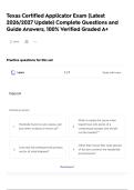 Texas Certified Applicator Exam &lpar;Latest 2026&sol;2027 Update&rpar; Complete Questions and Guide Answers&comma; 100&percnt; Verified Graded A&plus;