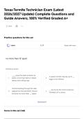 Texas Termite Technician Exam &lpar;Latest 2026&sol;2027 Update&rpar; Complete Questions and Guide Answers&comma; 100&percnt; Verified Graded A&plus;