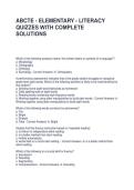 ABCTE - ELEMENTARY - LITERACY QUIZZES WITH COMPLETE SOLUTIONS