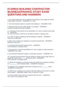 FLORIDA BUILDING CONTRACTOR BUSINESS&sol;FINANCE STUDY EXAM QUESTIONS AND ANSWERS