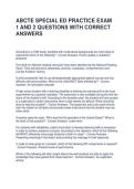 ABCTE SPECIAL ED PRACTICE EXAM 1 AND 2 QUESTIONS WITH CORRECT ANSWERS