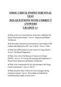 SMOG CHECK INSPECTOR FINAL&NewLine;TEST&NewLine;2026 QUESTIONS WITH CORRECT&NewLine;ANSWERS&NewLine;GRADED A&plus;