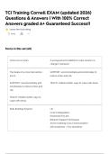 TCI Training Cornell EXAM &lpar;updated 2026&rpar; Questions & Answers &vert; With 100&percnt; Correct Answers graded A&plus; Guaranteed Success&excl;&excl;