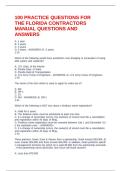 100 PRACTICE QUESTIONS FOR THE FLORIDA CONTRACTORS MANUAL QUESTIONS AND ANSWERS