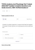 TCDHA Anatomy And Physiology Test 1 &lpar;Latest 2026&sol;2027 Update&rpar; Complete Questions and Guide Answers&comma; 100&percnt; Verified Graded A&plus;