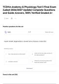TCDHA Anatomy & Physiology Test 3 Final Exam &lpar;Latest 2026&sol;2027 Update&rpar; Complete Questions and Guide Answers&comma; 100&percnt; Verified Graded A&plus;