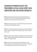 ADVANCED PHARMACOLOGY FOR&NewLine;PRESCRIBERS ACTUAL EXAM SCRIPT 2026&NewLine;QUESTIONS AND SOLUTIONS GRADED A&plus;