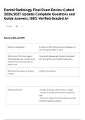 Dental Radiology Final Exam Review &lpar;Latest 2026&sol;2027 Update&rpar; Complete Questions and Guide Answers&comma; 100&percnt; Verified Graded A&plus;