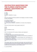 100 PRACTICE QUESTIONS FOR THE FLORIDA CONTRACTORS MANUAL QUESTIONS AND ANSWERS