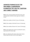 ADVANCED PHARMACOLOGY FOR&NewLine;PRESCRIBERS COMPREHENSIVE&NewLine;EXAMINATION TEST 2026 FULL QUESTIONS&NewLine;AND CORRECT ANSWERS