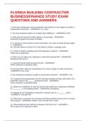 FLORIDA BUILDING CONTRACTOR BUSINESS&sol;FINANCE STUDY EXAM QUESTONS AND ANSWERS