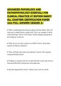 ADVANCED PHYSIOLOGY AND&NewLine;PATHOPHYSIOLOGY ESSENTIALS FOR&NewLine;CLINICAL PRACTICE 1ST EDITION NANCY&NewLine;ALL CHAPTERS CERTIFICATION PAPER&NewLine;2026 FULL ANSWERS GRADED A&plus;