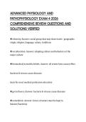 ADVANCED PHYSIOLOGY AND&NewLine;PATHOPHYSIOLOGY EXAM 4 2026&NewLine;COMPREHENSIVE REVIEW QUESTIONS AND&NewLine;SOLUTIONS VERIFIED