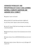ADVANCED PHYSIOLOGY AND&NewLine;PATHOPHYSIOLOGY EXAM 4 2026 LEARNING&NewLine;MATERIAL COMPLETE QUESTIONS AND&NewLine;ANSWERS 100&percnt; CORRECT