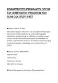 ADVANCED PSYCHOPHARMACOLOGY NR&NewLine;546 CERTIFICATION EVALUATION 2026&NewLine;EXAM Q&A STUDY SHEET