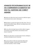 ADVANCED PSYCHOPHARMACOLOGY NR&NewLine;546 COMPREHENSIVE EXAMINATION TEST&NewLine;2026 FULL QUESTIONS AND CORRECT&NewLine;ANSWERS