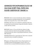 ADVANCED PSYCHOPHARMACOLOGY NR&NewLine;546 EXAM SCRIPT FINAL PAPER 2026&NewLine;SOLVED QUESTION SET GRADED A&plus;