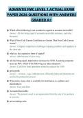 ADVENTIS FMC LEVEL 1 ACTUAL EXAM&NewLine;PAPER 2026 QUESTIONS WITH ANSWERS&NewLine;GRADED A&plus;