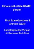 Illinois Real Estate State Portion &ndash; Licensing Exam Study Guide&comma; Laws & Practice Questions PDF