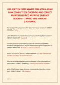 RDA WRITTEN EXAM NEWEST 2026 ACTUAL EXAM &NewLine;BANK COMPLETE 550 QUESTIONS AND CORRECT &NewLine;ANSWERS &lpar;VERIFIED ANSWERS&rpar; &vert;ALREADY &NewLine;GRADED A&plus;&vert;&vert;BRAND NEW VERSION&excl;&excl; &NewLine;&lpar;CALIFORNIA&rpar; 