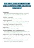 AEM 2200 CERTIFICATION SCRIPT&NewLine;2026 QUESTIONS WITH SOLUTIONS&NewLine;GRADED A&plus;
