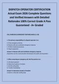 DISPATCH OPERATOR CERTIFICATION Actual Exam 2026 Complete Questions and Verified Answers with Detailed Rationales 100&percnt; Correct Grade A Pass Guaranteed - A&plus; Graded