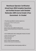 Warehouse Operator Certification Actual Exam 2026 Complete Questions and Verified Answers with Detailed Rationales 100&percnt; Correct Grade A Pass Guaranteed - A&plus; Graded