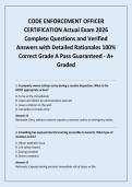 CODE ENFORCEMENT OFFICER CERTIFICATION Actual Exam 2026 Complete Questions and Verified Answers with Detailed Rationales 100&percnt; Correct Grade A Pass Guaranteed - A&plus; Graded