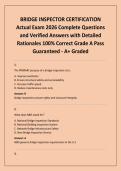 BRIDGE INSPECTOR CERTIFICATION Actual Exam 2026 Complete Questions and Verified Answers with Detailed Rationales 100&percnt; Correct Grade A Pass Guaranteed - A&plus; Graded