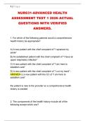 NUR631-ADVANCED HEALTH &NewLine;ASSESSMENT TEST 1 2026 ACTUAL &NewLine;QUESTIONS WITH VERIFIED &NewLine;ANSWERS&period;