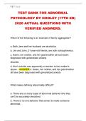 TEST BANK FOR ABNORMAL &NewLine;PSYCHOLOGY BY HOOLEY &lpar;17TH ED&rpar; &NewLine;2026 ACTUAL QUESTIONS WITH &NewLine;VERIFIED ANSWERS&period;