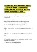 BLS AHA FOR HEALTHCARE PROVIDERS&NewLine;ASSESSMENT SCRIPT 2026 UPDATED&NewLine;QUESTIONS AND ACCURATE ANSWERS&NewLine;EXPERT REVIEWED GRADED A&plus;
