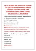 CALT EXAM PREP 2026 TEST BANK&colon; 200 REAL QUESTIONS & CORRECT ANSWERS &vert; CERTIFIED ACADEMIC LANGUAGE THERAPIST STUDY GUIDE&NewLine;&NewLine;