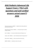 AHA Pediatric Advanced Life&NewLine;Support Exam &sol; PALS with&NewLine;questions and well verified&NewLine;answers actual exam&excl;&excl;&excl;&NewLine;2026