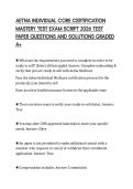 AETNA INDIVIDUAL CORE CERTIFICATION&NewLine;MASTERY TEST EXAM SCRIPT 2026 TEST&NewLine;PAPER QUESTIONS AND SOLUTIONS GRADED&NewLine;A&plus;