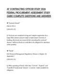 AF CONTRACTING OFFICER STUDY 2026&NewLine;FEDERAL PROCUREMENT ASSESSMENT STUDY&NewLine;GUIDE COMPLETE QUESTIONS AND ANSWERS