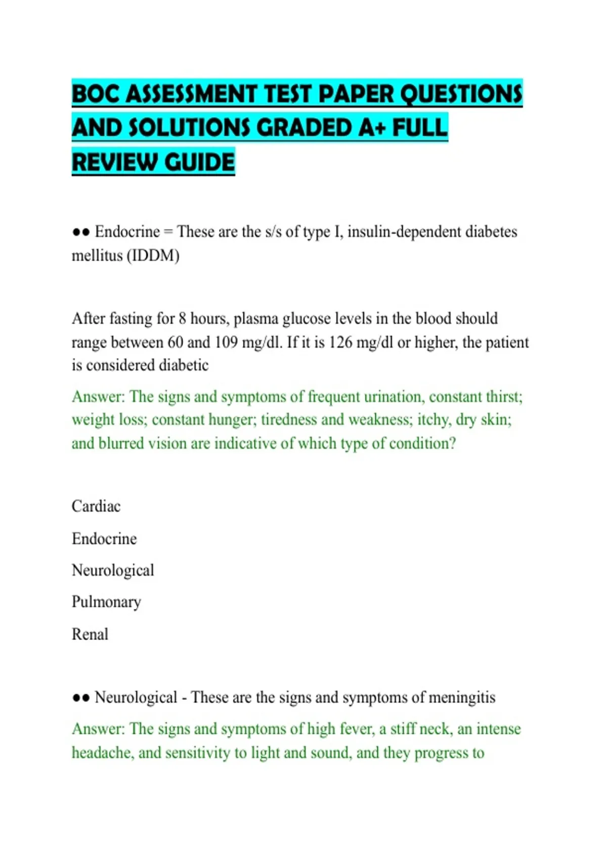 BOC ASSESSMENT TEST PAPER QUESTIONS AND SOLUTIONS GRADED A+ FULL REVIEW ...