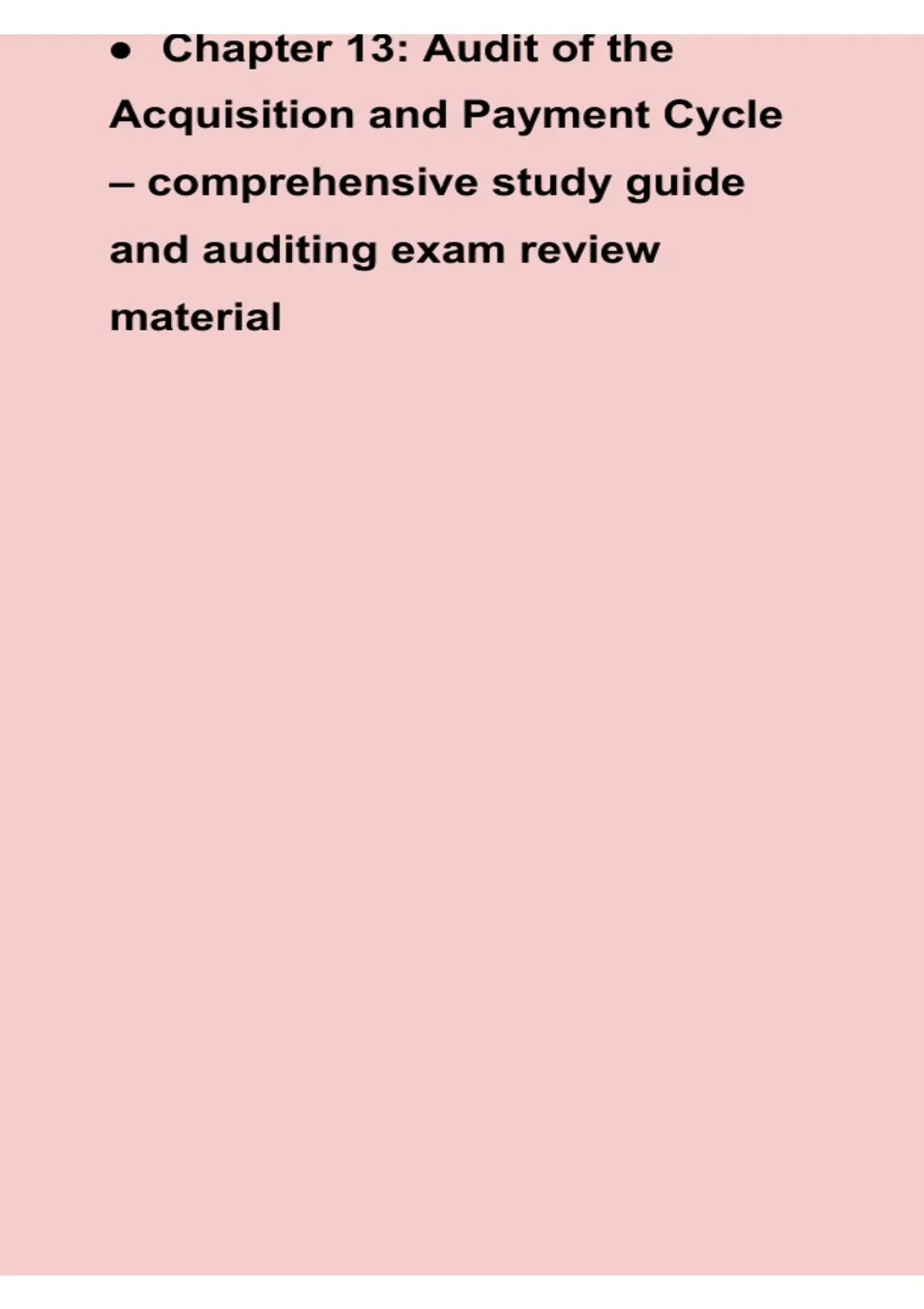 Chapter 13 Audit of the Acquisition and Payment Cycle Comprehensive ...