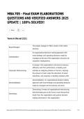 MBA 705 Final Exam Elaborations 2025 &vert; Questions & Verified Answers &vert; Complete Solved Study Guide