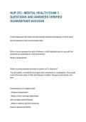 NUR 253 - MENTAL HEALTH EXAM 3 QUESTIONS AND ANSWERS VERIFIED GUARANTEED SUCCESS