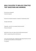 WGU C190 INTRO TO BIOLOGY PRACTICE TEST QUESTIONS AND ANSWERS