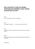 &NewLine;WGU C190 INTRO TO BIOLOGY REVIEW QUESTIONS AND ANSWERS LATEST UPDATE GUARANTEED SUCCESS&NewLine;