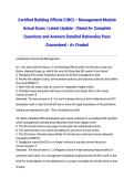 Certified Building Official &lpar;CBO&rpar; &ndash; Management Module Actual Exam &vert; Latest Update 2026&sol;2027 &vert; Rated A&plus; Complete Questions and Answers Detailed Rationales Pass Guaranteed - A&plus; Graded