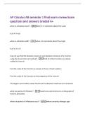 AP Calculus AB semester 1 final exam review Exam&NewLine;questions and answers Graded A&plus;