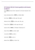 AP Calculus AB Unit 1 Exam questions and answers&NewLine;Graded A&plus;