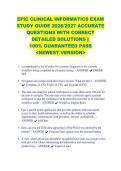 EPIC CLINICAL INFORMATICS EXAM &NewLine;STUDY GUIDE 2026&sol;2027 ACCURATE &NewLine;QUESTIONS WITH CORRECT &NewLine;DETAILED SOLUTIONS &vert;&vert; &NewLine;100&percnt; GUARANTEED PASS &NewLine;<NEWEST VERSION> 
