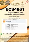 ECS4861 Assignment 1 &lpar;COMPLETE ANSWERS&rpar; 2026 - DUE 8 May 2026