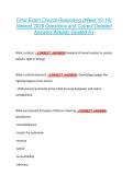 Final Exam Clinical Reasoning &lpar;Week 10-14&rpar; &NewLine;Newest 2026 Questions and Correct Detailed &NewLine;Answers Already Graded A&plus;