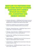 MARYLAND TAX PREPARERS EXAM &NewLine;STUDY GUIDE 2026&sol;2027 ACCURATE &NewLine;QUESTIONS WITH CORRECT &NewLine;DETAILED SOLUTIONS &vert;&vert; &NewLine;100&percnt; GUARANTEED PASS &NewLine;<NEWEST VERSION> 
